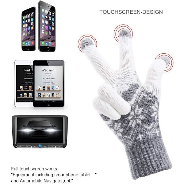 Touchscreen-handskar - Vintertermiska stickade snöhandskar för kvinnor