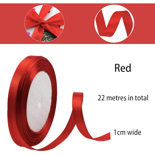 10mm Röd Satängband (23M) för Presentinslagning och Dekorationer