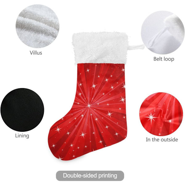 Julklapp, personliga julklappsstrumpor 2-pack Jul Röda stjärnor 45,7 cm Julstrumpor Hängande prydnad Spis för träddekoration