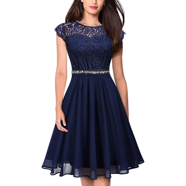 Vintage Sequin Bælte Flared Swing Kjole - Bryllupsgæst