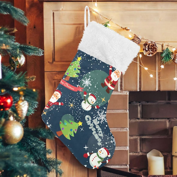 Jule-Strømpe, Personlige Jule-Strømper 2-pakning Juletræer Julemand 45,7 cm Jule-Strømper Hængende Ornament Pejs til Ba