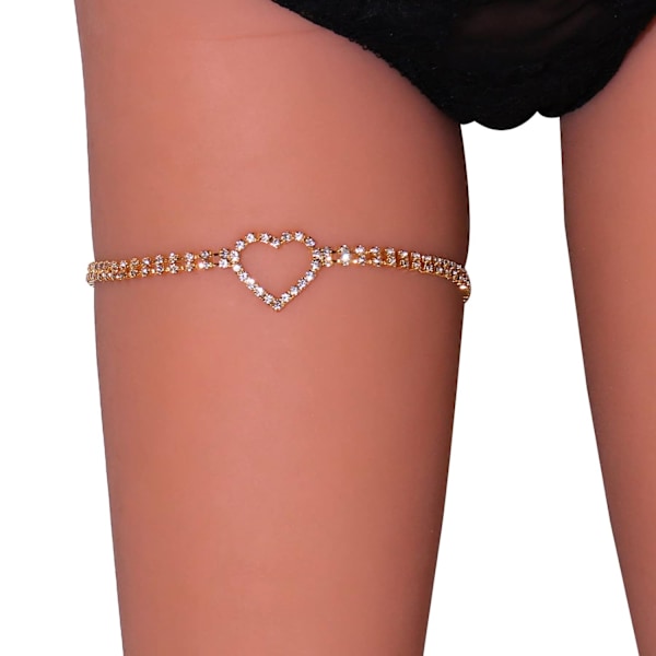 Rhinestone Heart Leg Chain Full Gold Rhinestone lårben