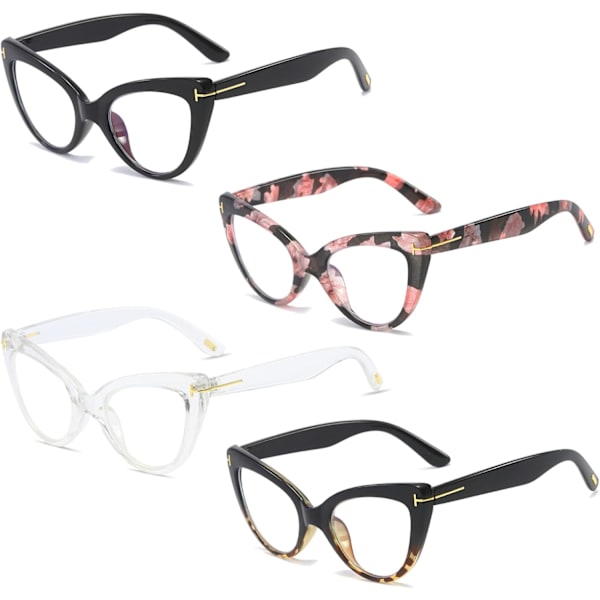 Cat Eye Lesebriller Fashion Søte Leser for Kvinner - 4 Par 1.5