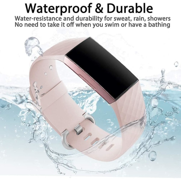 Vattentät ersättningsklockarmband Fitness Sport Band Armband Kompatibel med Fitbit Charge 4 / Fitbit Charge 3 Se- Flerfärgad PinkSand Large