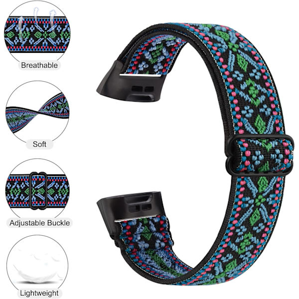 Stretchiga nylonremmar för Fitbit Charge 3/4 - 2-pack