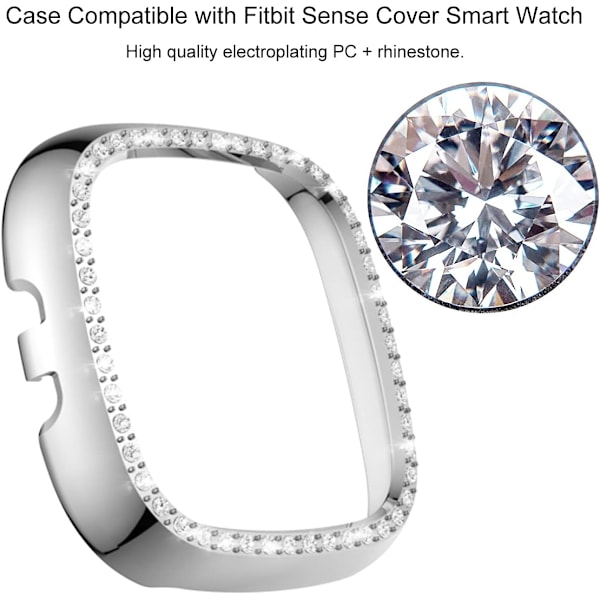 Fitbit Sense-fodral - Bling Diamond PC-skydd för Smart Watch (Silver, Versa 3/Sense)