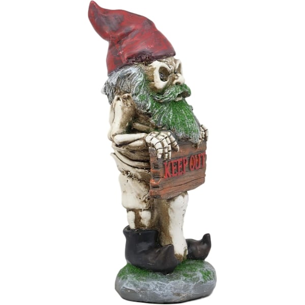 Ebros Gave Dag for de Døde Hold dig væk! Røv Nøgen Skelet Gnome, der holder skilt Statue med røde LED-lys øjne 9,75\" Høj     Hjem Terrasse Dekoration