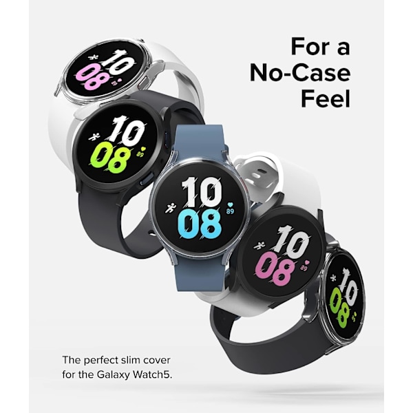 Slim [Anti-gulnande material / 2-pack] Kompatibel med Galaxy Watch 5 44mm Skal för minimalistisk men robust, solid transparent skydd + extra färg för
