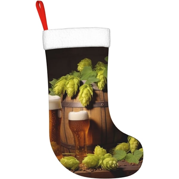 Øl og Humlekegler Jule Strømper Fløjl Jule Strømper med Hvid Super Blød Plus Cuff Klassisk Julemand Strømpe Hængende Ornament Dekorationer