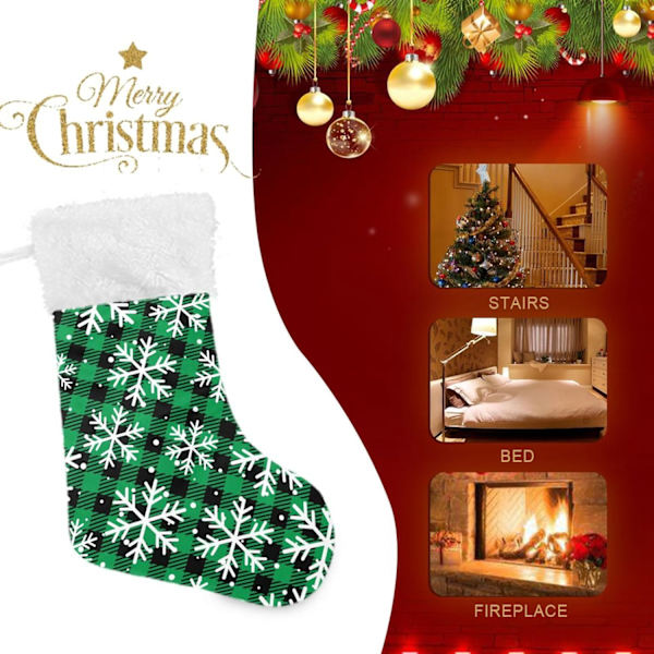 Julklapp, personliga julklappsstrumpor 2-pack Jul Grön Buffelrutig 45,7 cm Julstrumpor Hängande Ornament Eldstad för Bygg