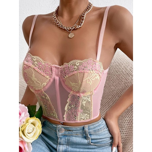 Kvinners Sexy Bralette Cami Crop Top Hanky Hem Blonder Spaghetti Stropp Camisole