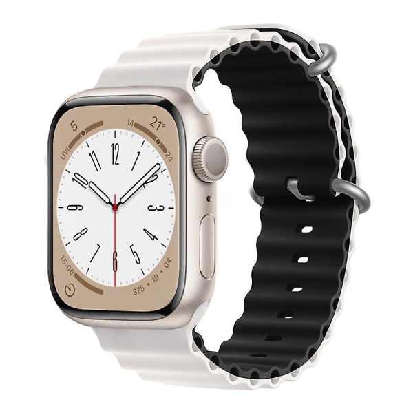 Ocean Armband För Apple Watch Band 44mm 40mm 45mm 41mm 49mm 42mm 38mm Smartwatch Silikonrem Iwatch Ultra Series 7 6 3 Se 8 black-white 38 40 41mm