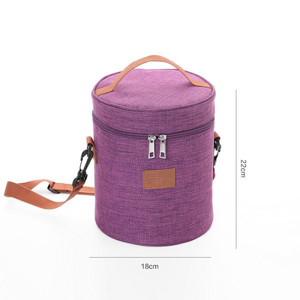 Lunchväska isolerad lunchlåda kan användas för arbete resor utomhus stor kapacitet lunchväska tjock aluminiumfolie isolerad lunchlåda Purple Round style