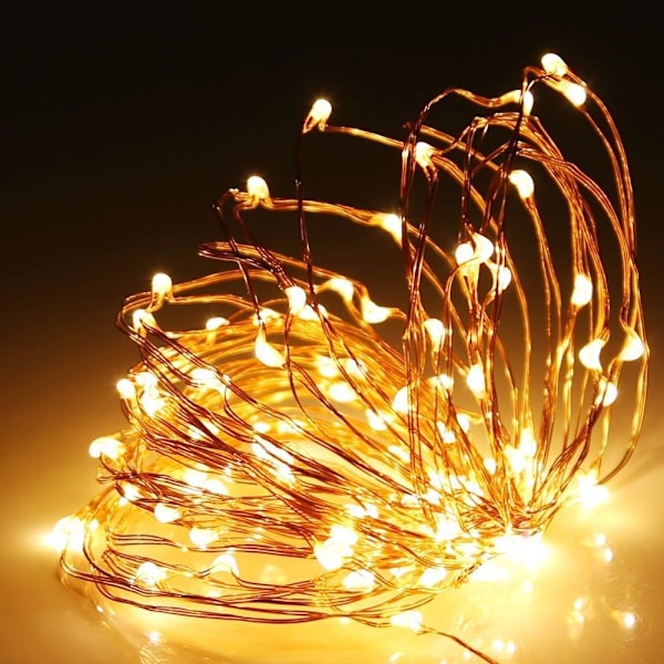 Solcelledrevne lyskæder, 100LED kobbertråds solcellelyskæder 33Ft 8 tilstande Vandtætte udendørs lyskæder til julefest bryllupsdekoration