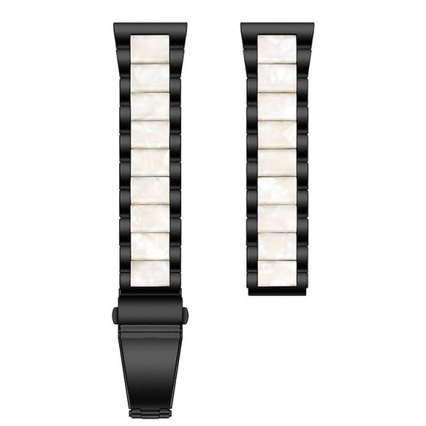 Til Huawei Watch 3/3 Pro/garmin Venu 2 22 mm Universal tre-perler rustfrit stål + harpiks urbånd QCE Black-Pearl White