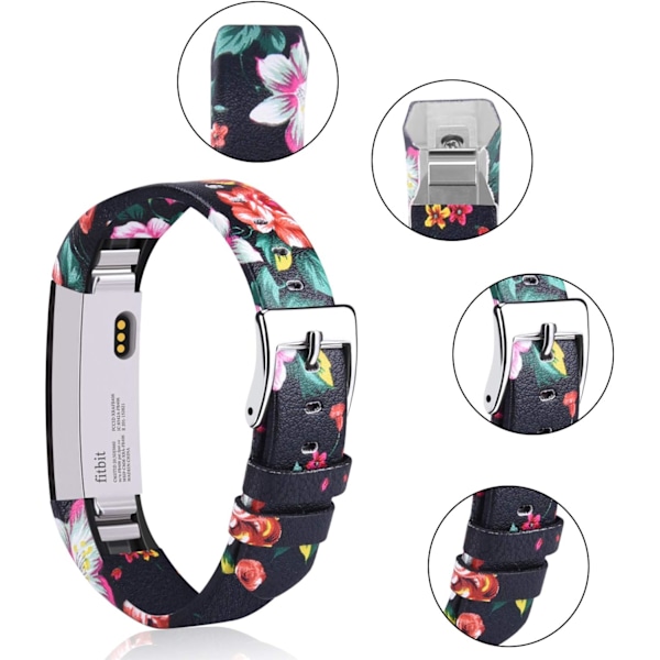Erstatningsrem for Fitbit Alta HR - Justerbart skinnrem (rød blomst)