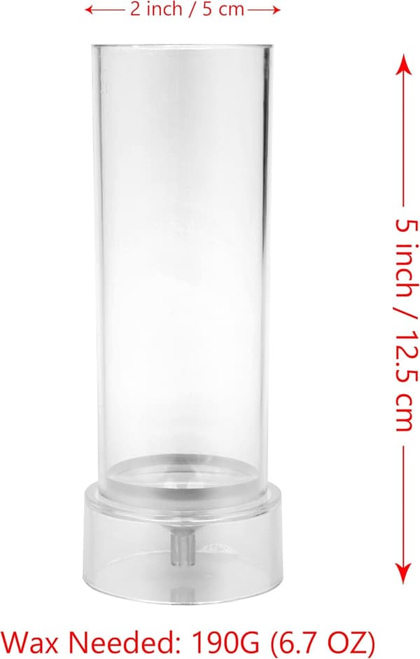 wxsp Cylinder Lysforme til Bivoks Voksforme Holdbare Plastik Lysforme til Lysfremstilling - Højde: 13 cm, Diameter: 5 cm.