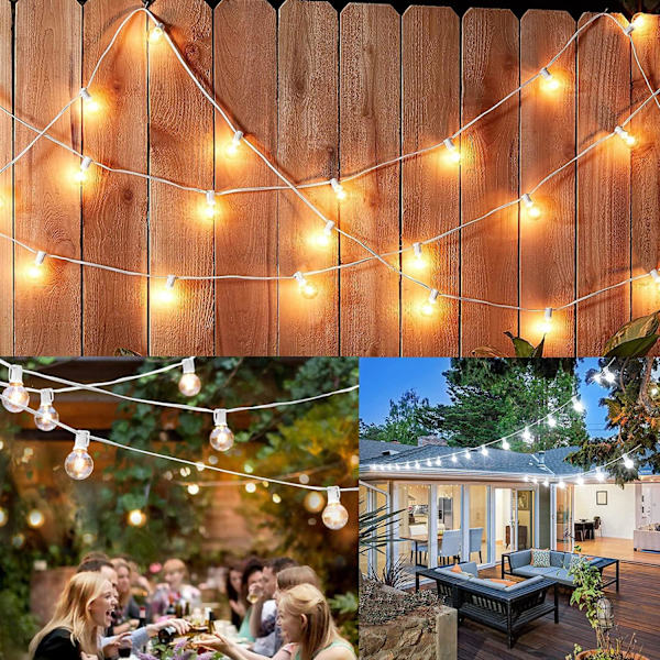 G40 Utomhus ljusslingor LED 25FT Patio ljusslingor, LED Vattentät krossäker dimbar hängande globlampa för trädgårdsbistrofestgård dekor,