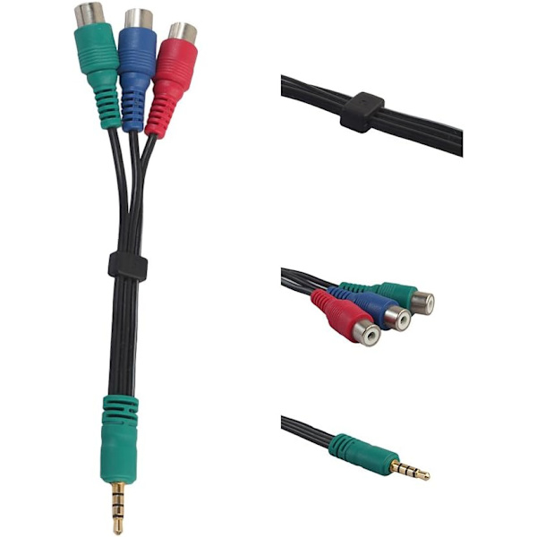3,5 mm hann til 3RCA hunnkabel - Videoadapter for AV, lyd og