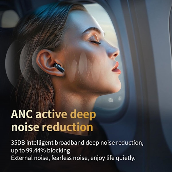 Aktiv brusreducerande öronsnäckor ANC med smart pekskärm för iPhone Android TWS True Wireless Bluetooth-öronsnäckor Black