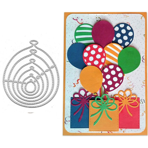 6 st metallstansar för ballonger för scrapbooking och korttillverkning