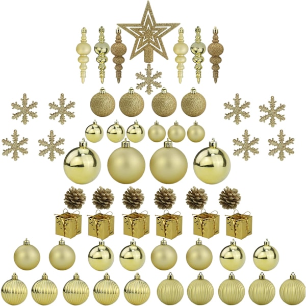 60ct Gold Christmas Tree Ball Ornaments Set Shatterproof Christmas Bling-Bling