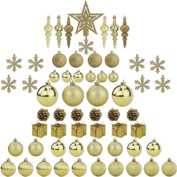 60st Guld Julgranskulor Ornament Set Osplitterbar Jul Bling-Bling