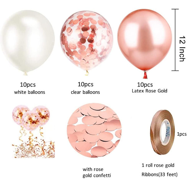 30-set roséguldballonger för festdekorationer