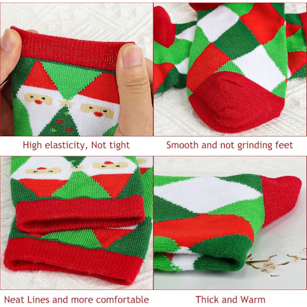 Julstrumpor - 8 par mjuka elastiska unisex julmotivstrumpor