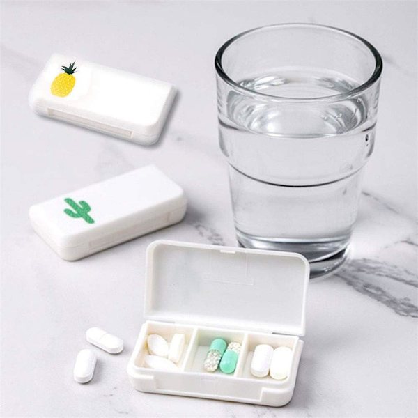 5-pak små pilleæsker i plast Bærbare hvide medicinpilleæsker