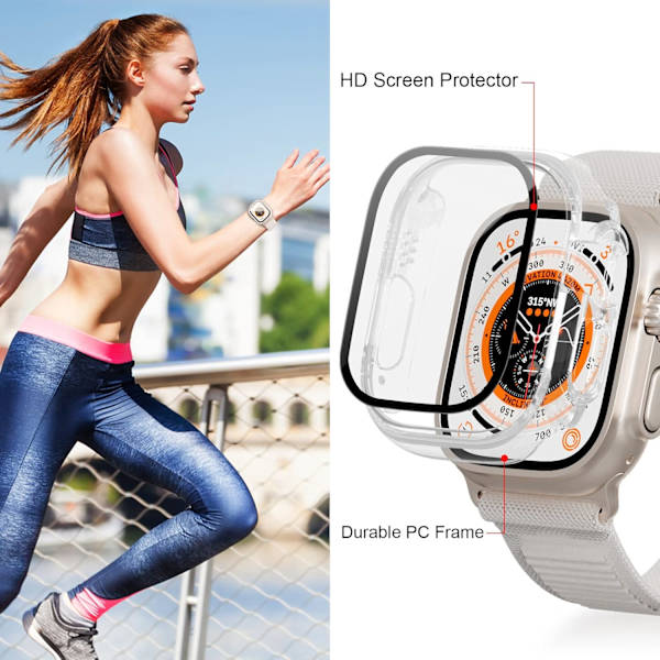 [2+2Pack] Fodral för Apple Watch Ultra 49 mm med härdat glasskydd