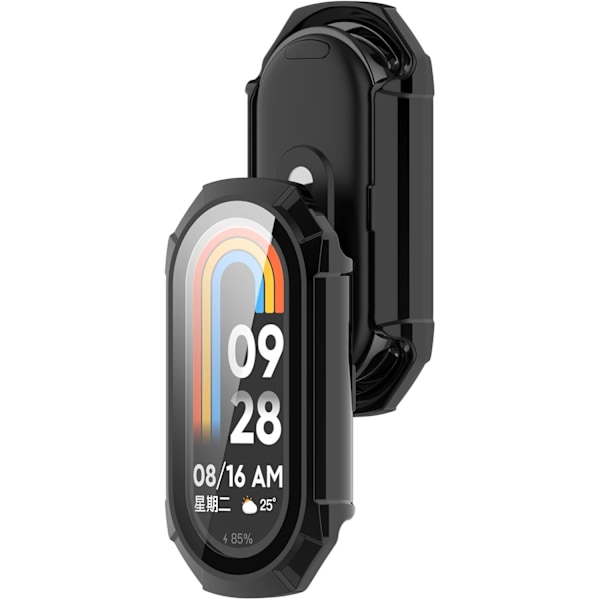 PC Täyssuojaava Kellokotelo Karkaistu Lasinen Näytönsuoja Yhteensopiva Xiaomi Smart Band 9:n kanssa (Musta)