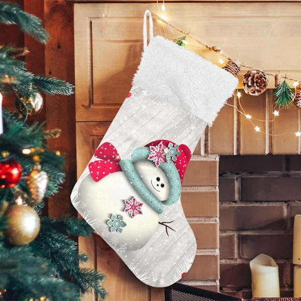 Julklapp, Personliga Julklappsstrumpor 2-pack Jul Snögubbe Snöflinga Vit 18 tum Julstrumpor Hängande Ornament Ka