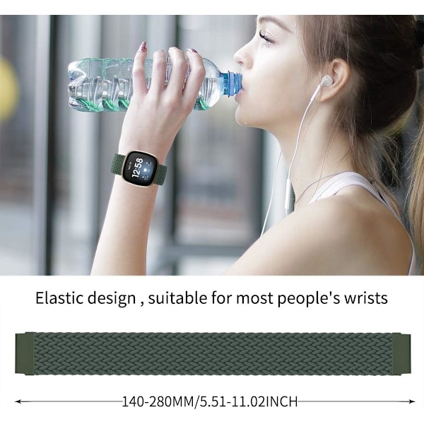 Elastisk andningsbar nylonrem för Fitbit Sense/Versa 3
