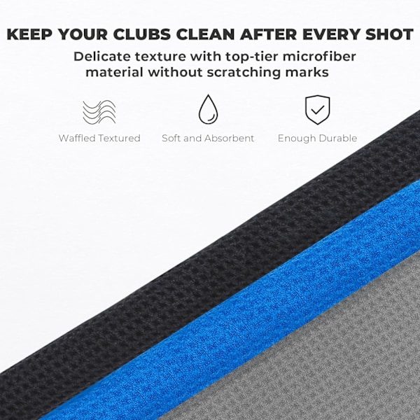 Golfhandduk för väskor med klämma - Mikrofiber våffelstruktur, 3-pack