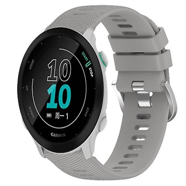 Til Garmin Forerunner 158 20mm Ensfarvet Blød Silikone Urrem FGQ Grey