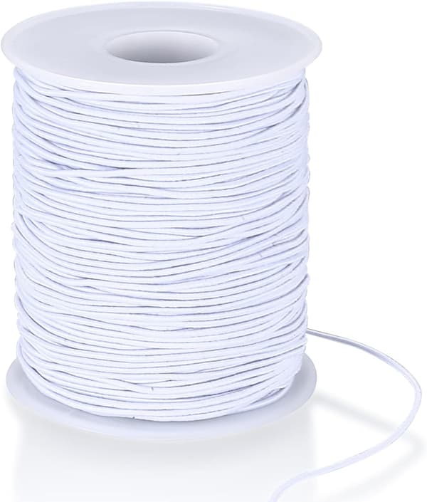 Elastisk tråd, 1 mm x 100 m elastisk pärltråd, elastisk, pärltråd, elastisk snöre för DIY halsband, armband, hantverk, smyckestillverkning, vit