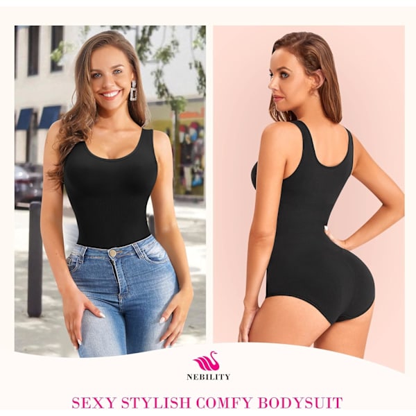 Kvinder Talje Træner Bodysuit Slim Fuld Krop Shapewear Sømløs Rund Hals