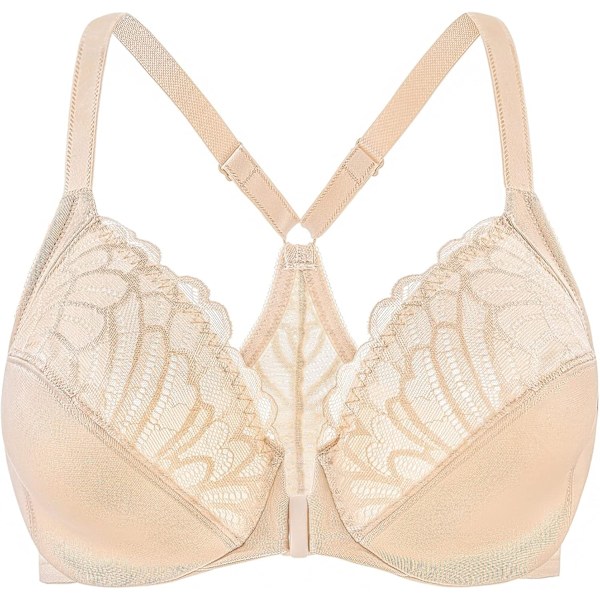 Dame Racerback Front Lukning Fuld Dækning Uforet Plus Size Bøjle BH