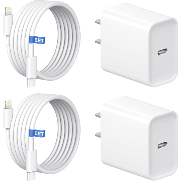 Iphone 14 13 12 Snabbladdare [Apple Mfi-certifierad] 2-pack