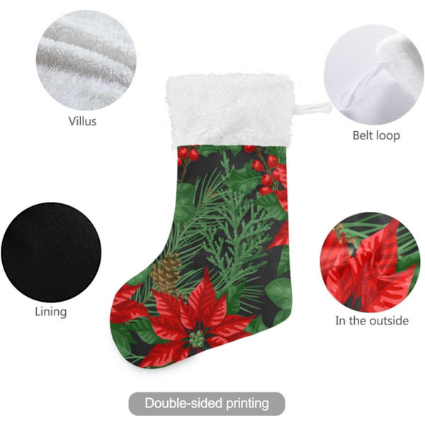 Julstrumpa, Personliga Julstrumpor 2-pack Vinterväxter God Jul 45,7 cm Julstrumpor Hängande Ornament Kamin för