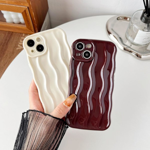 til iPhone 13 Case, Vandbølge Mønster Krøllet Bølge Ramme Blød Kompatibel med iPhone Case (Hvid, iPhone 13) Hvid