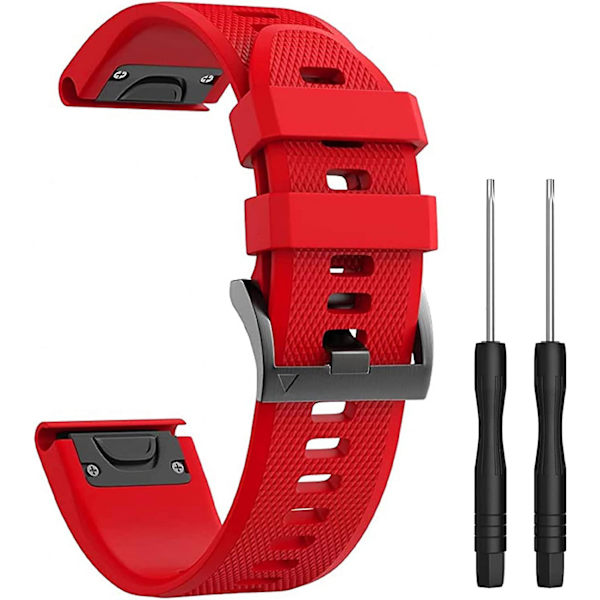 Silikonarmband för klocka Fenix 5x 26 mm bredd Kompatibel med Fenix 5x/fenix 5x Plus/fenix 6x Pro Red