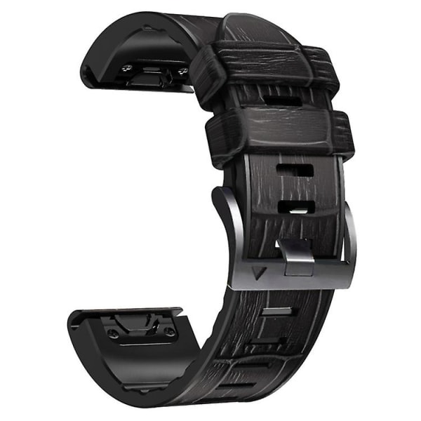 Til Garmin Fenix 7 / 6 / 5 Krokodille Tekstur Silikone Læder Rem EHX Black