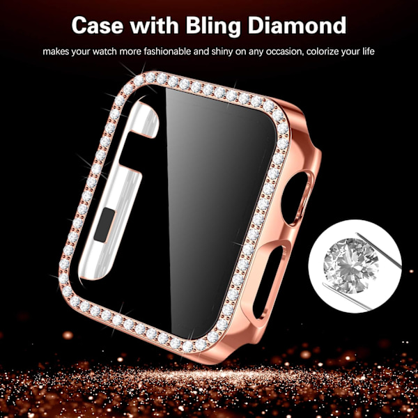 Hårt fodral för Apple Watch 42 mm, Bling Diamonds med skärmskydd
