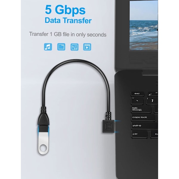 2-pak Superspeed USB 3.0 vinkel han til hun forlængerledning