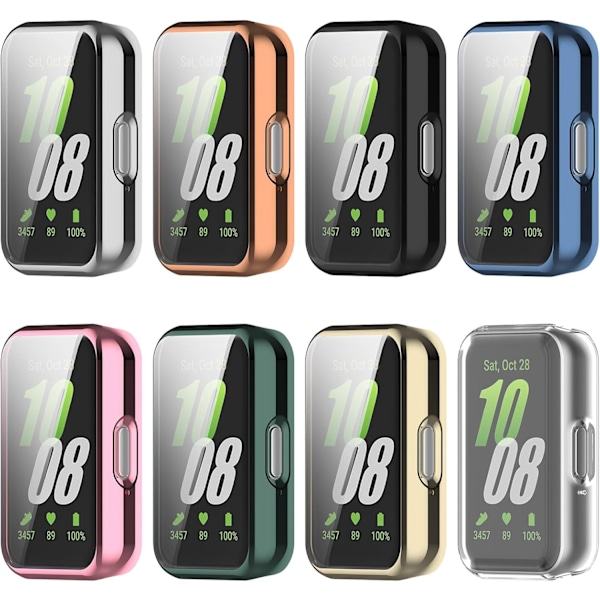 Kompatibel för Galaxy FIT 3 Klockfodral, Ultra Slim Mjukt Fodral & Skärmskydd för Galaxy FIT 3 (SM-R390) Aktivitetsmätare (8-Pack) 8-