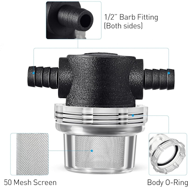 Vattenpumpssil. 3/8 tommer slange Barb In-Line Sil