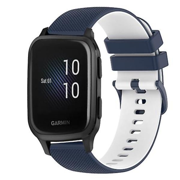 För Garmin Venu Sq 20 mm Rutigt tvåfärgat watch TQD Dark Blue-White