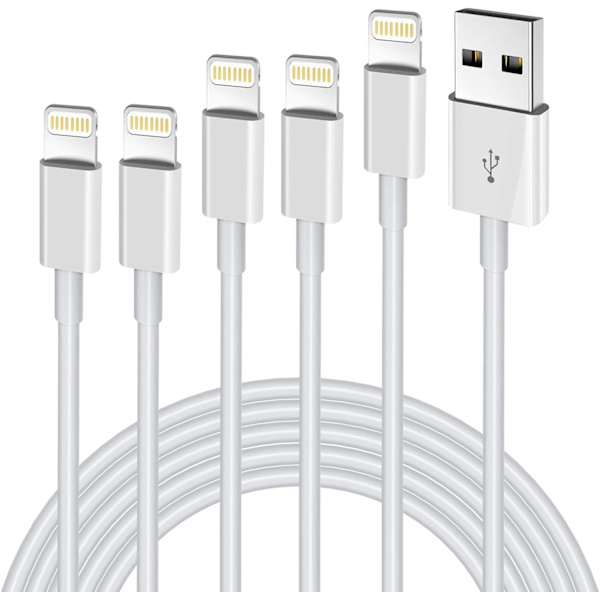 [Apple MFi-certifierad] Lightning-kabel 5-pack [3/3/6/6/10FT] Snabb